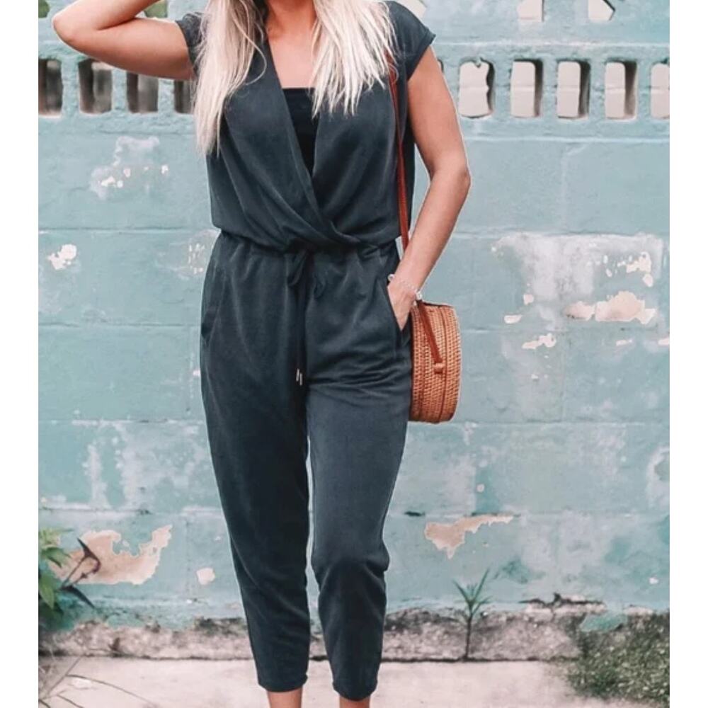 Calia Sleeveless Jumpsuit Gray Carrie Underwood Medium Journey Sandwash
